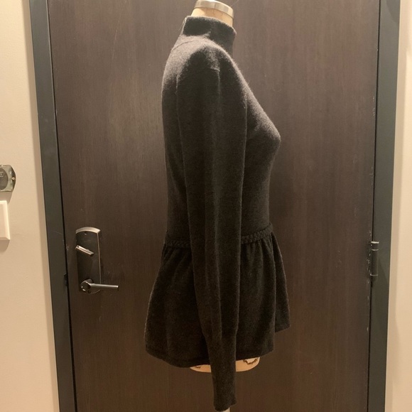 Autumn Cashmere Dark Grey Mock Neck Back Zipper Peplum Sweater Womens Size Small - Picture 4 of 10